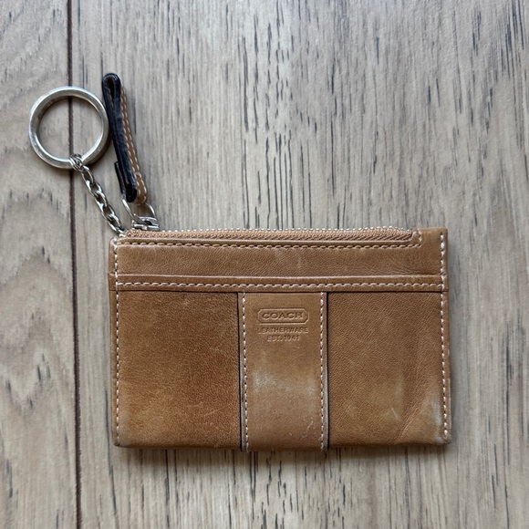 Coach Accessories - Vintage Coach Brown Leather Card Holder Coin Purse Keychain Holder